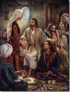 Jesus in the house of Martha and Mary