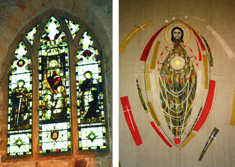 St John's east window and St Cuthbert's applique hanging